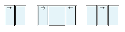 Illustration of the various directions the windows can slide open