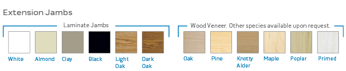Color pallet options for Extension Jambs