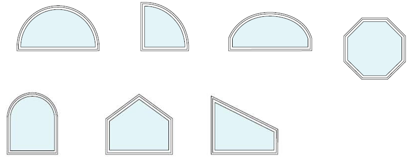 Illustrated examples of some custom window shapes available to order