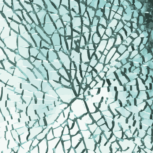 Shattered tempered glass holds together
